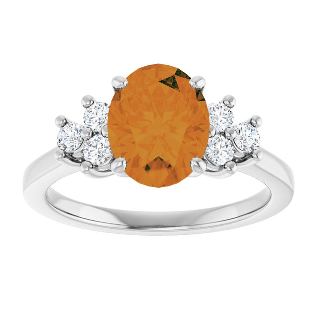 Oval Citrine Accented Ring with Diamond Accents in Gold