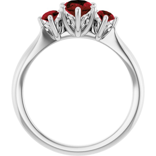 Oval Mozambique Garnet Three Stone Ring in Gold and Platinum