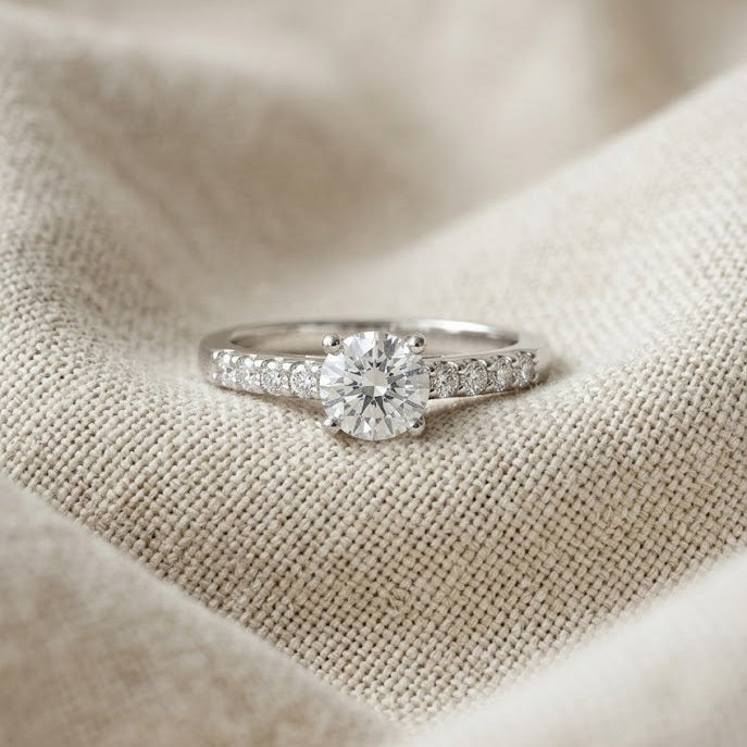 Lab Diamond Side Stone Engagement Ring 0.25ct H/SI in 9K White Gold
