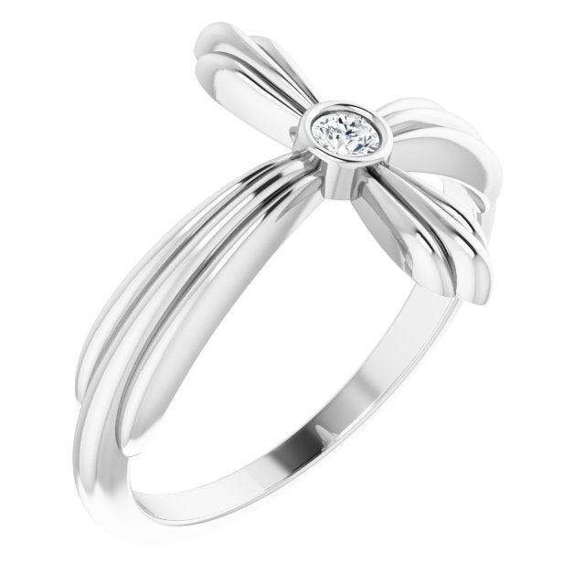 Round White Sapphire Crosses Ring in Gold and Platinum