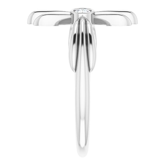Round White Sapphire Crosses Ring in Gold and Platinum