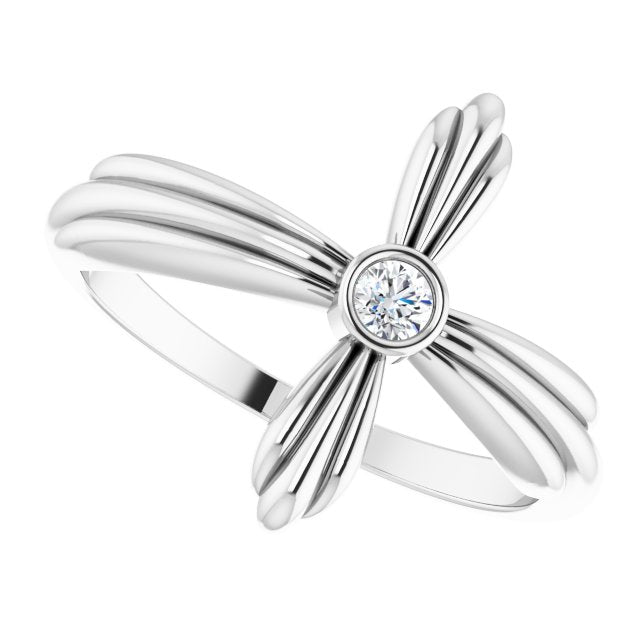 Round White Sapphire Crosses Ring in Gold and Platinum