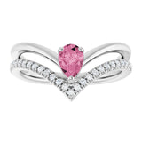 Pear Pink Tourmaline & Diamond Ring in Gold and Platinum