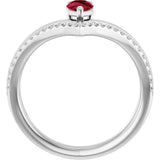 Pear Ruby & Diamond Negative Space Ring in Gold and Platinum