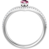 Pear Pink Tourmaline & Diamond Ring in Gold and Platinum