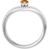 Pear Citrine & Diamond Negative Space Ring in Gold and Platinum