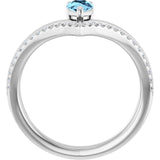 Pear Aquamarine & Diamond Negative Space Ring in Gold and Platinum