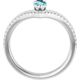 Pear Blue Zircon & Diamond Negative Space Ring in Gold and Platinum