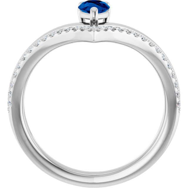 Pear Blue Sapphire & Diamond Ring in Gold and Platinum