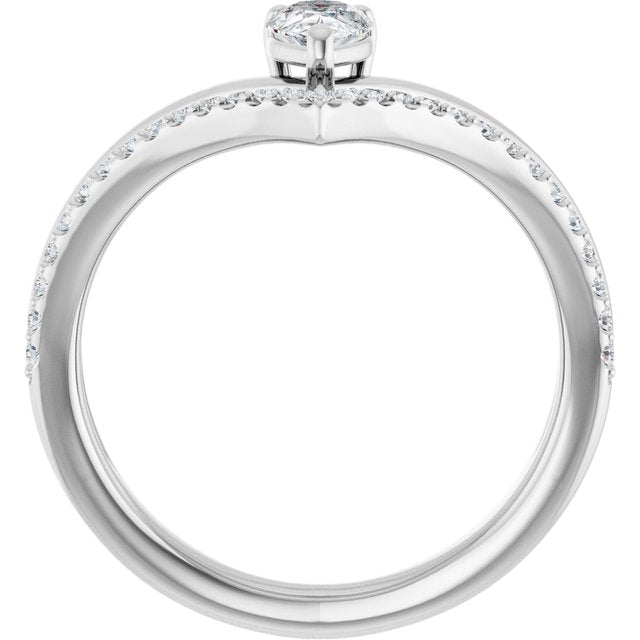 Pear White Sapphire & Diamond Ring in Gold and Platinum