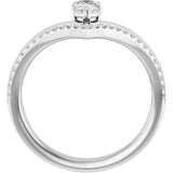 Pear White Sapphire & Diamond Ring in Gold and Platinum