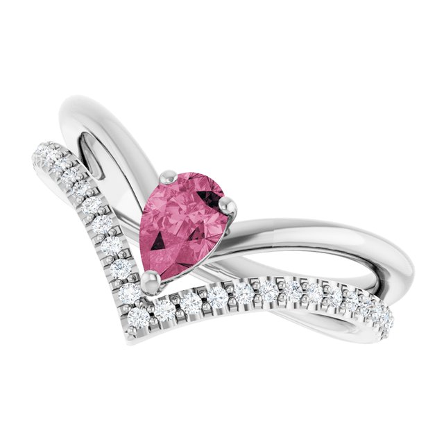Pear Pink Tourmaline & Diamond Ring in Gold and Platinum