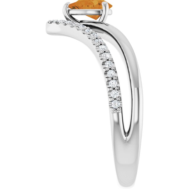 Pear Citrine & Diamond Negative Space Ring in Gold and Platinum