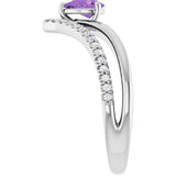 Pear Amethyst & Diamond Negative Space Ring in Gold and Platinum