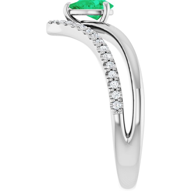 Pear Emerald & Diamond Negative Space Ring in Gold and Platinum