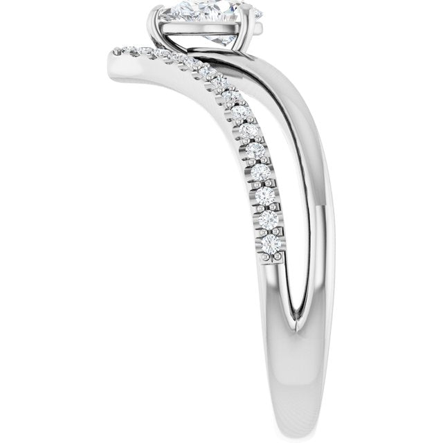 Pear White Sapphire & Diamond Ring in Gold and Platinum