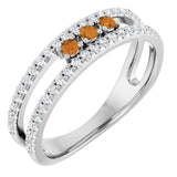 Round Citrine & Diamond Negative Space Ring in Gold and Platinum