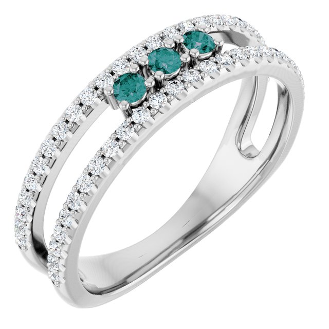 Round Alexandrite & Diamond Ring in Gold and Platinum