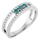 Round Alexandrite & Diamond Ring in Gold and Platinum