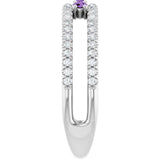 Round Amethyst & Diamond Negative Space Ring in Gold and Platinum
