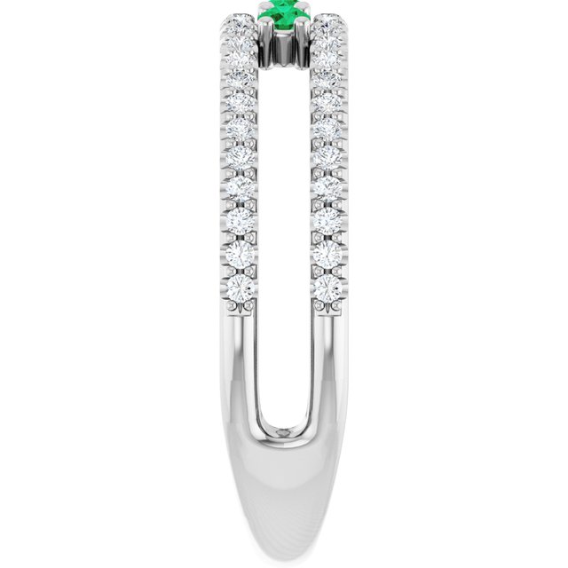 Round Emerald & Diamond Negative Space Ring in Gold and Platinum
