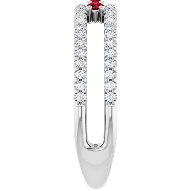 Round Ruby & Diamond Negative Space Ring in Gold and Platinum