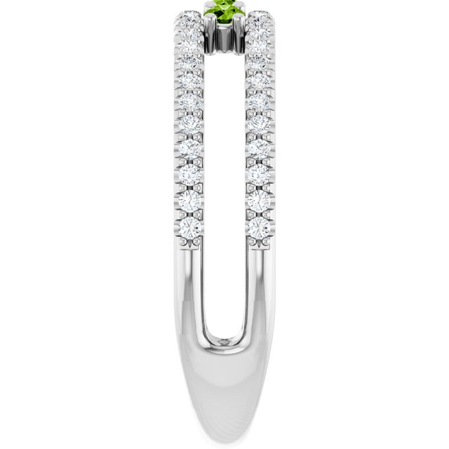 Round Peridot & Diamond Negative Space Ring in Gold and Platinum