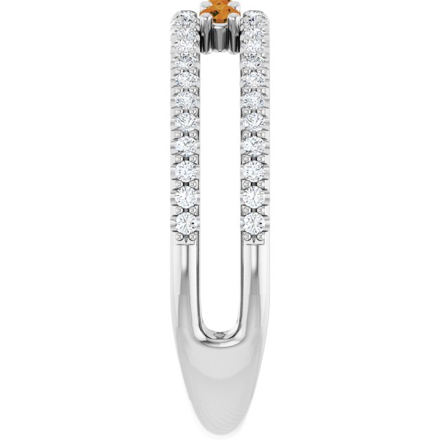 Round Citrine & Diamond Negative Space Ring in Gold and Platinum