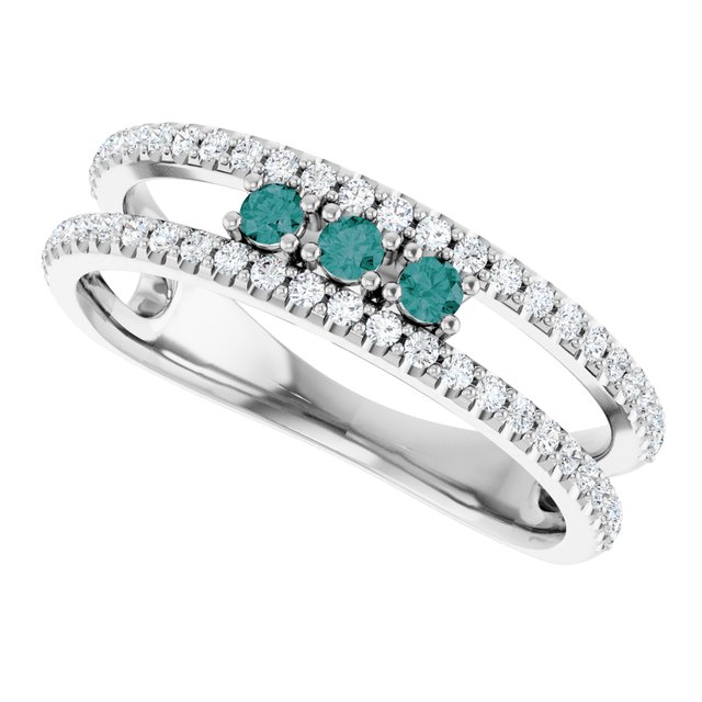 Round Alexandrite & Diamond Ring in Gold and Platinum
