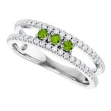 Round Peridot & Diamond Negative Space Ring in Gold and Platinum