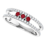 Round Ruby & Diamond Negative Space Ring in Gold and Platinum