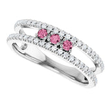 Round Pink Tourmaline & Diamond Ring in Gold and Platinum