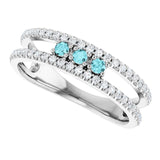 Round Blue Zircon & Diamond Ring in Gold and Platinum