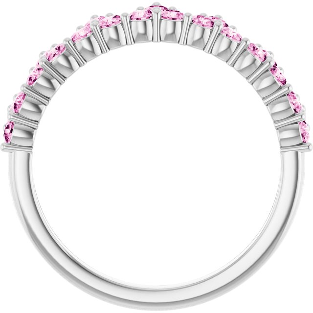 Round Pink Sapphire Stackable Ring in Gold and Platinum