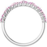 Round Pink Sapphire Stackable Ring in Gold and Platinum