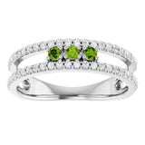 Round Peridot & Diamond Negative Space Ring in Gold and Platinum