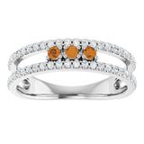 Round Citrine & Diamond Negative Space Ring in Gold and Platinum