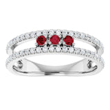 Round Ruby & Diamond Negative Space Ring in Gold and Platinum