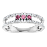Round Pink Tourmaline & Diamond Ring in Gold and Platinum