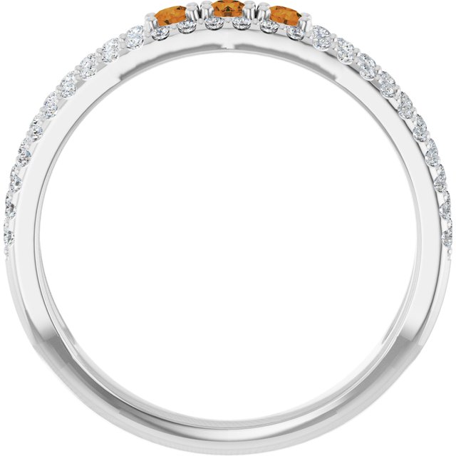 Round Citrine & Diamond Negative Space Ring in Gold and Platinum