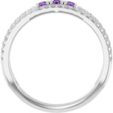 Round Amethyst & Diamond Negative Space Ring in Gold and Platinum