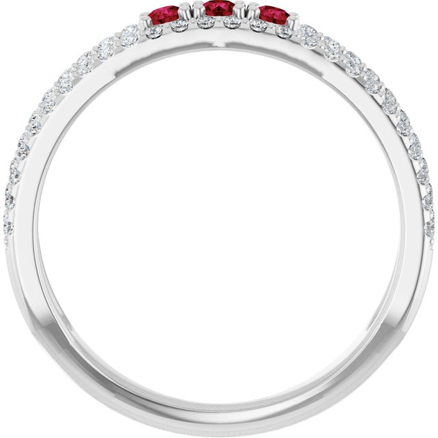 Round Ruby & Diamond Negative Space Ring in Gold and Platinum