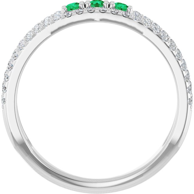 Round Emerald & Diamond Negative Space Ring in Gold and Platinum