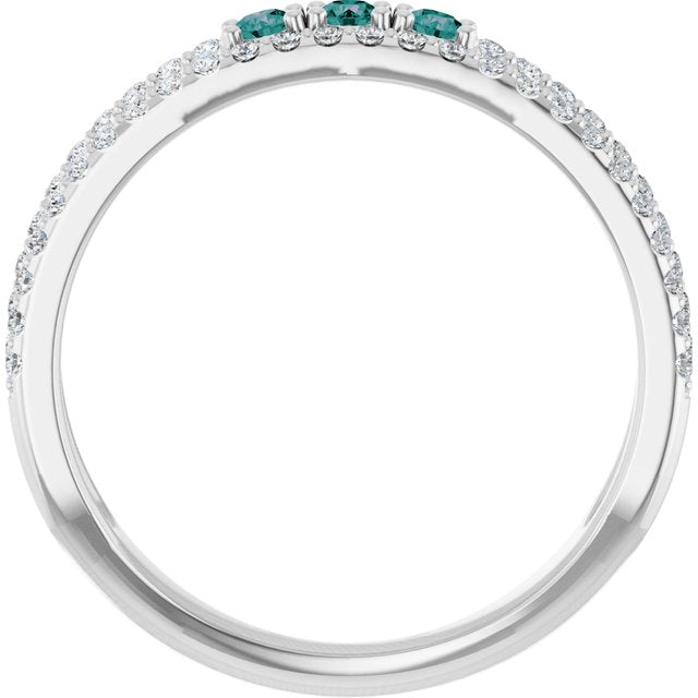 Round Alexandrite & Diamond Ring in Gold and Platinum