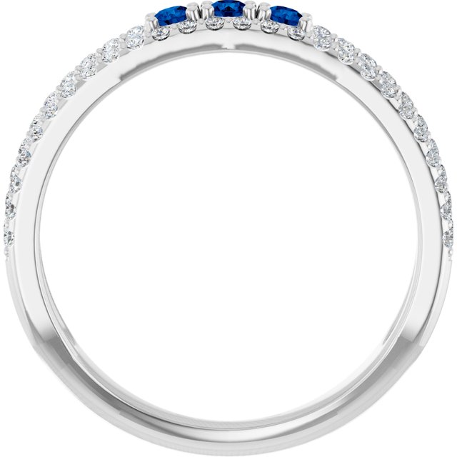 Round Blue Sapphire & Diamond Ring in Gold and Platinum