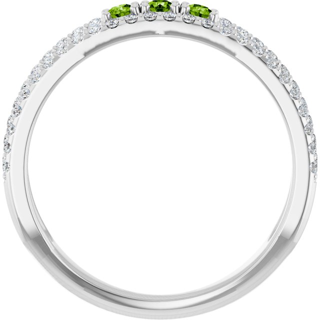 Round Peridot & Diamond Negative Space Ring in Gold and Platinum