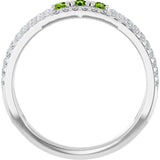 Round Peridot & Diamond Negative Space Ring in Gold and Platinum
