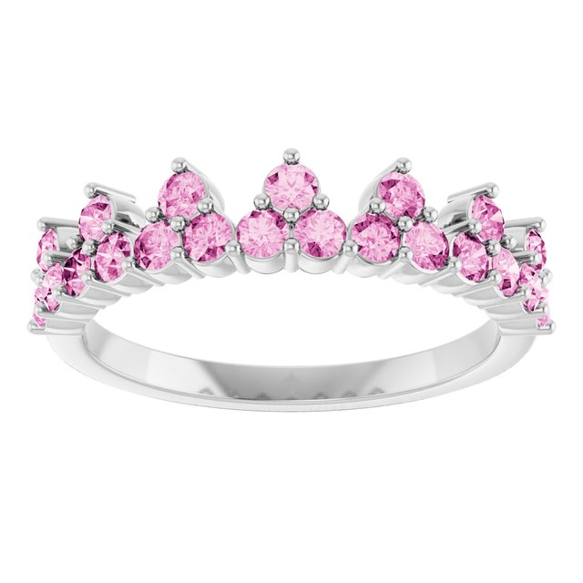 Round Pink Sapphire Stackable Ring in Gold and Platinum