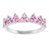 Round Pink Sapphire Stackable Ring in Gold and Platinum