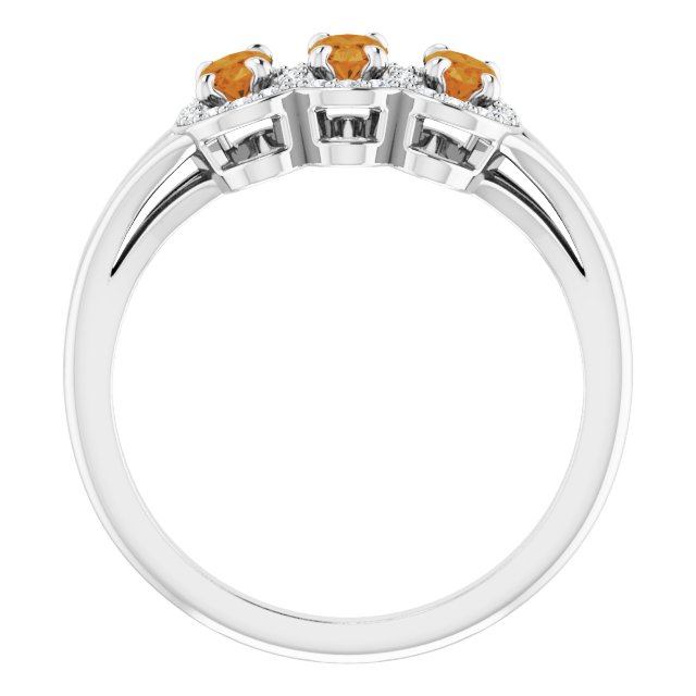 Oval Citrine & Diamond Three Stone Ring in Gold and Platinum